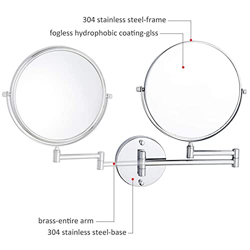 Miroir de maquillage mural OGRAFF à finition chromée durable et design extensible