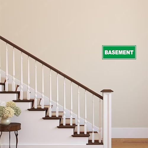 Image of ATTRACTSO - Basement Sign Self Adhesive Laminated Sticker for Home, Office, Shop, Hospital, Hotel, Theatre, Restaurant - 12 inchx5 inch inch (Green)