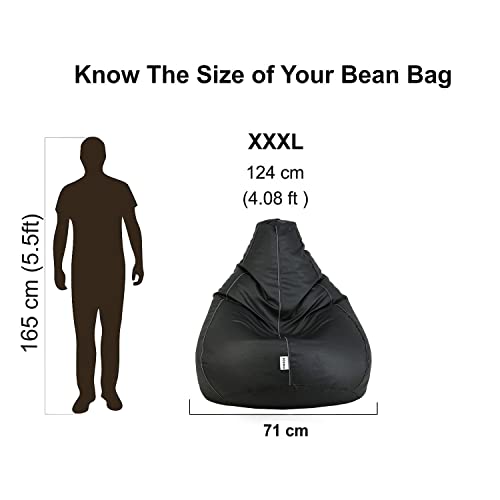 Image of Amazon Brand - Solimo Classic XXL Bean Bag Cover (Without Beans) - Black With Grey Piping