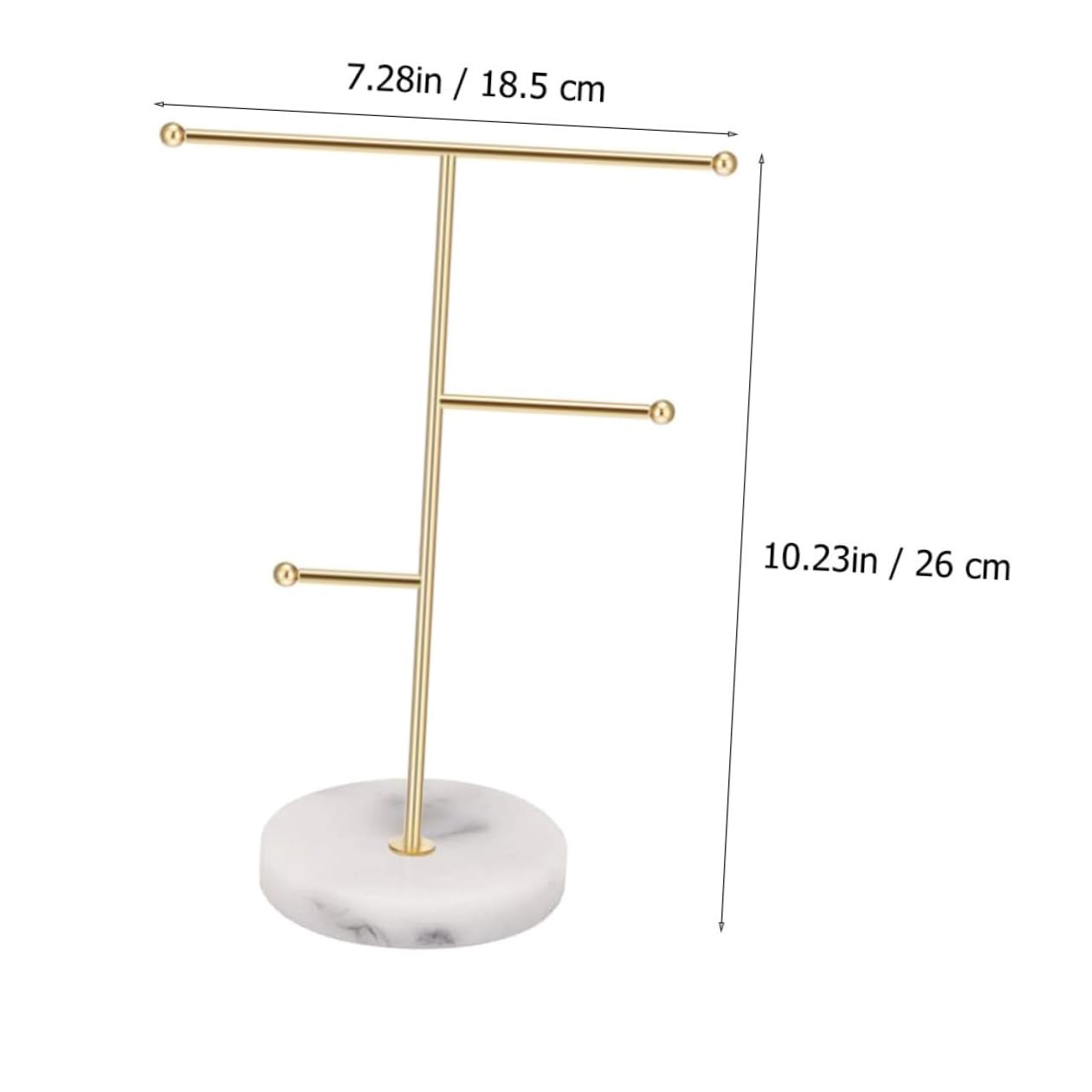 Schmuckständer Uhrenhalter aus Metall und Marmor 18,5x10x26cm Schmuckorganizer für Schmuck und Uhrenaufbewahrung Präsentationsständer für Einzelhandel und Privatgebrauch