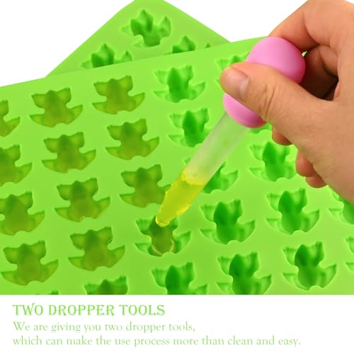 Image of Sakolla Mini Frog Candy Molds, 100 Cavities Silicone Molds for Chocolate, Gummy, and Mints, Set of 2 with 2 Droppers (Green)
