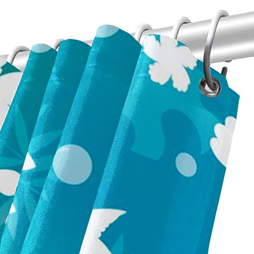 Rideau de douche bleu tortue tropicale dimensions 168 x 183 cm