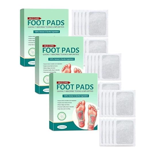Image of Foot patch (Pack of 3) Herbal And Gentle Ingredient Detox Foot Pads (30 pieces), Natural Ingredients for Sleep Aid, Pain Relief, Toxin Removal with Bamboo Vinegar and Acupoint Micro-Massage Technology