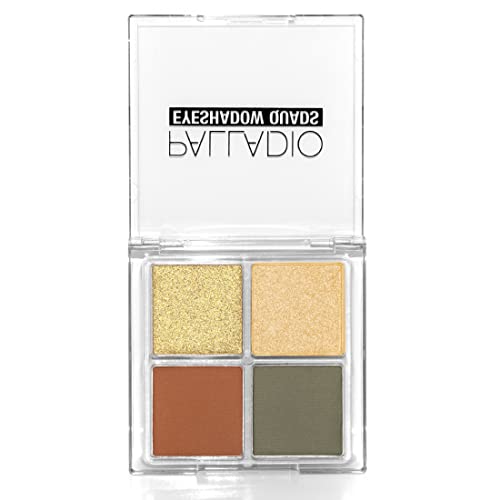 Palladio Eyeshadow Quads, Velvety Pigmented Blendable Matte, Metallic & Shimmer Finishes, Creamy Formula, Four Way Quad Eye Shadow Palette, Talc-Free (Gold Digger) #TOP3