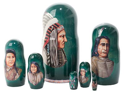 Golden Cockerel Indian Chiefs Nesting Doll 7pc./8''