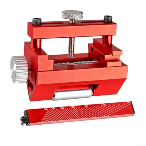 Aleación de aluminio para afilar plantilla para cinceles y planos, ángulo ajustable, tornillos reforzados y rodillo ensanchado para un proceso de afilado suave (rojo)