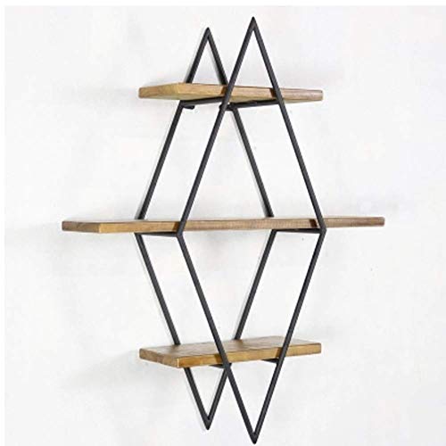 Dongbin Floating Shelves Rauten-Sich Hin- Und Herbewegende Regale An Der Wand Befestigtes Hölzernes Bücherregal-Wandspeicher-Industrielles Shop-Anzeigen-Regal,Schwarz