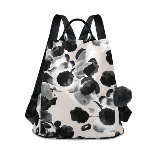 Abstrait floral blanc noir pour habiller un grand mur vide facilement