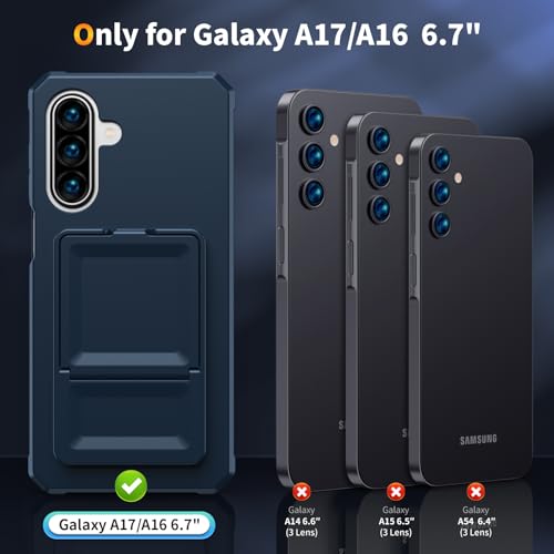 KJSK for Galaxy A17/A16 Case with Card Holder,Built-in Mirror and Kickstand,Hidden Card Slim Wallet Shockproof Cover,Anti-Drop,Blue by KJSK - Used condition - Image 2
