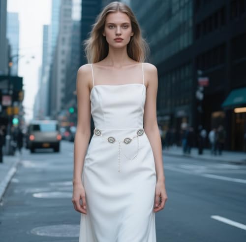 Western Metal Concho Belt for Women Cowgirl Chain Belts for Dresses Jeans Country Concert Outfit Gemstone Belts4