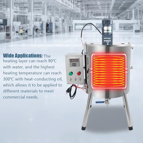 Heating Mixing Filling Machine, 120W 110V Tirring Tank Lipstick Liquid Paste Filler Stainless Steel Lipstick Candle Heat Filler w/Stirrer for Dissolving Shoe Polish Ointment Petroleum Jelly (15L)