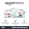 Amazon Basics Kid's Soft Easy-Wash Lightweight Microfiber 3-Piece Sheet Set, Twin, Multi-Color Dinosaurs, Animal Print #1