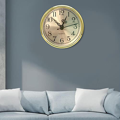 90Mm Clock Insert Diy Arabic Numbers Battery Operated Clock Mechanism Round Clock Head For School And Home Living Room Office Decorative, Gold #TOP4