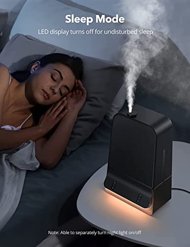 Humidifiers For Bedroom, 6L Ultrasonic Cool Mist Air Humidifier With Humidistat, Led Display, Plant, Wide Open, Easy To Clean & Fill, Sleep Mode, Long Working Time, Air Humidifier For Bedroom & Large Room (Black) #TOP4