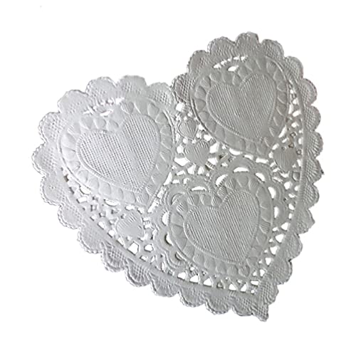 100Pcs/Set 4 Inch 10cm Heart Shape Paper Doily White Doilies Placemat Silicone Dish Drying Mat