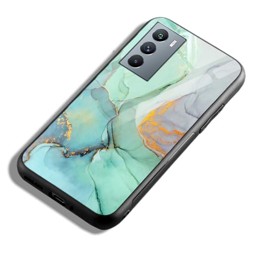 Image of COLORflow Back Cover Compatible with iQOO 9 SE 5G | Green Marble | Shockproof TPU Bumper Cover with Camera Protection Back Cover Compatible with iQOO 9 SE 5G