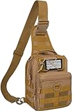 GMAK Tactical Sling Bag for Men, Small Tactical Shoulder Bag Backpack, Outdoor Military Rover Bags Travel Hiking Daypacks, EDC Crossbody Chest Bag Pack for Hiking/Cycling/Hunting, Khaki