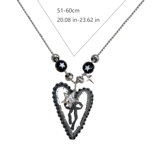 Collier nœud papillon acrylique chaîne délicate et pendentif cœur mode - 3