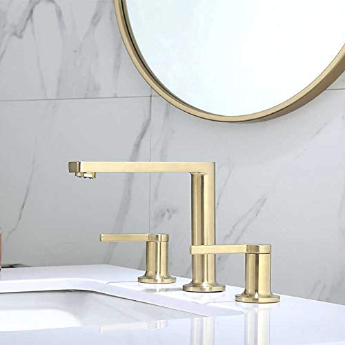 Robinet de lavabo contre le calcaire mitigeur 3 trous durable en laiton doré