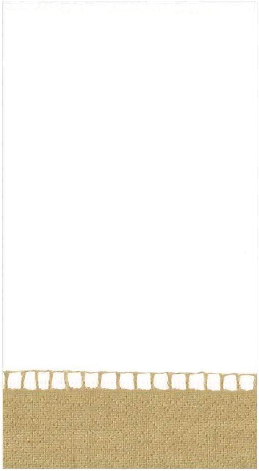 Caspari Linen Border Paper Guest Towel Napkins in Gold - Four Packs of 15