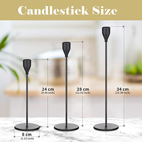 Potchen 27 Pack Candles Holder, 9 Sets Taper Candlestick Holders Fit 0.75 Inch Thick Pillar Candles, Long Candle Sticks Holder Centerpiece Decor For Home, Wedding, Dinning, Party, Anniversary(Black) #TOP1
