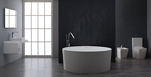 StoneArt Freistehende Badewanne aus Mineralguss Design Gussmarmor Standbadewanne moderne Wanne freistehend inkl. Ablaufgarnitur BS-507 150x150 glänzend – Bild 6