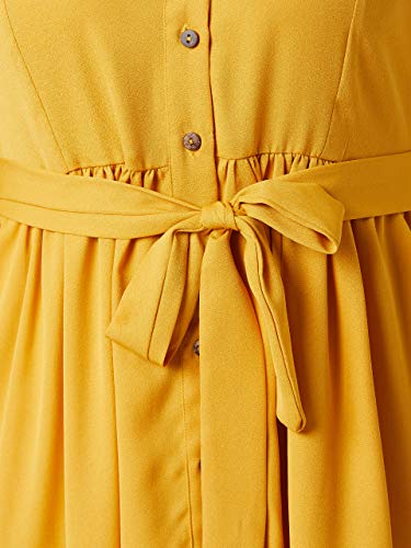 Image of Miss Chase Women's Mustard Yellow Knee-Long Shirt Dress