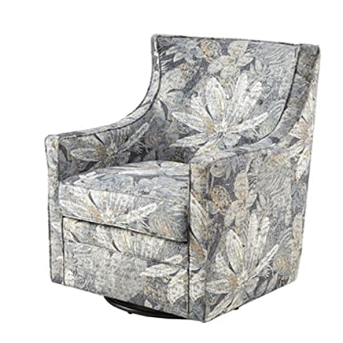 Madison Park Alana Swivel Chair - Solid Wood, Plywood, Metal Base Accent Armchair , Modern Contemporary Style, Floral Print Cover, Button Tufted, Family Room Sofa Furniture , 28.5" Wide #TOP4
