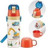 スケーター(Skater) 水筒 子供用 2WAY 直飲み 470ml コップ飲み 430ml はたらくクルマ 男の子 ステンレス 保温保冷 軽量 waterbottle スポーツボトル キッズ こども 水瓶 SKDC4-A