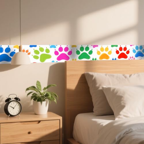 Image of Nuxovilar Colorful Doodle Peel Stick Wall Border PVC 3.94x16.4' | Wall Trim, Molding Decal, Peel Stick Border, Adhesive Frame, for Bedroom, Kitchen, Living Room (Doodle Theme)