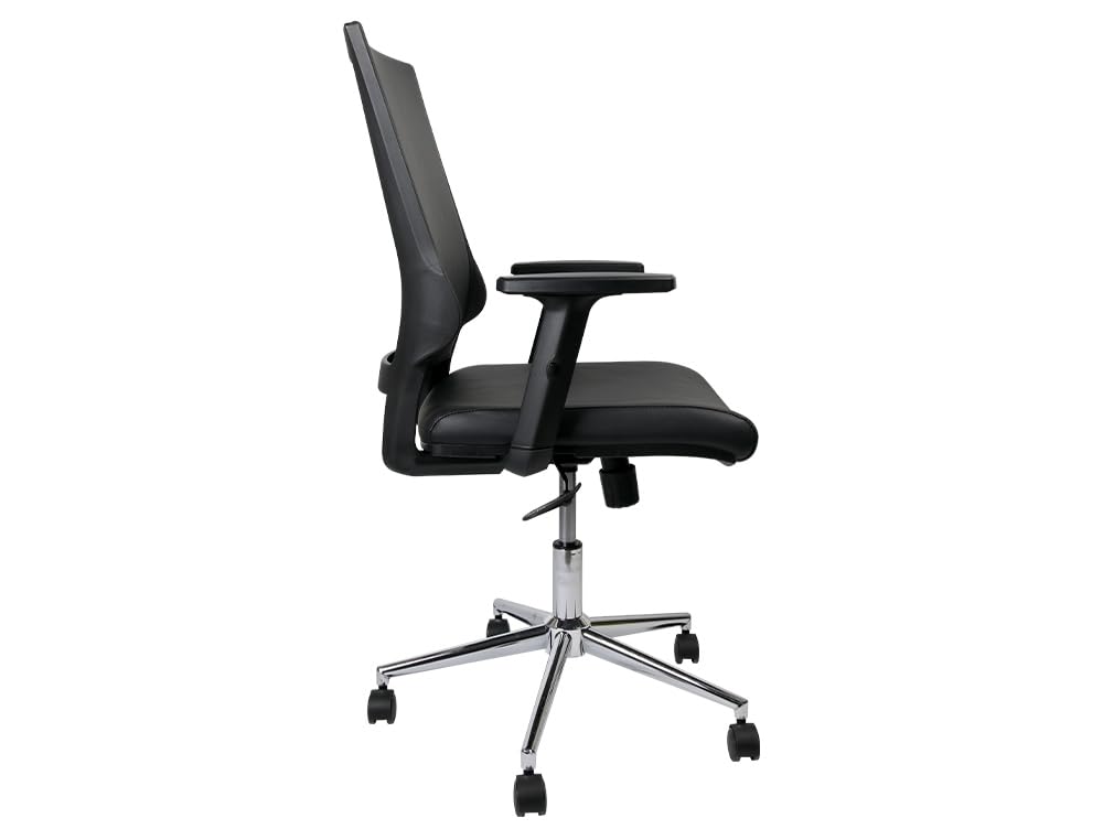 Q-Connect Sedia girevole Schienale medio in similpelle regolabile in altezza 980+100x630x625 mm Colore nero.
