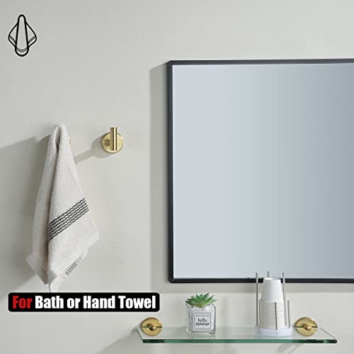 Jqk Bathroom Towel Hook Brushed Gold, Brass Coat Robe Clothes Hook For Bathroom Kitchen Garage Wall Mounted (Pack Of 2), Sus 304 Stainless Steel 0.8Mm, Th100-Bg-P2 #TOP3