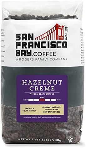 San Francisco Bay Whole Bean Coffee - Hazelnut Crème (2lb Bag), Flavored, Medium Roast