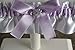 ''HANDMADE''Lilac and white satin wedding garter with iridescent flower and rhinestone