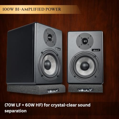 Image of VAULT C6 6-Inch Powered Studio Reference Monitors - Pair with Acoustic Foam Pads