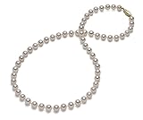 HinsonGayle AAA GEM 6.5-7mm White Round Freshwater Cultured Pearl Necklace (14K Yellow Gold, 18")