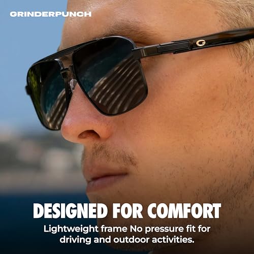 Image of grinderPUNCH Polarized Aviator Sunglasses Men Women Retro Vintage Square Pilot Sun Glasses UV400 Protection