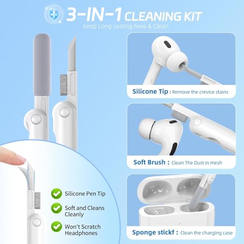 Image of Flower Engraved Case for Apple AirPods Pro 2nd /1st Generation, Soft Silicone AirPods Pro 2 Gen Protective Cover for Women Airpod Cases with Clean Kit,Carabiner,Front LED Visible,Light Blue