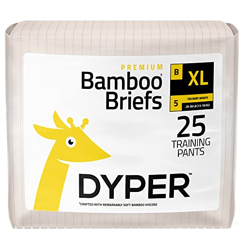 DYPER Bamboo Toddler Potty Training Pants Girls & Boys Size 4T-5T | Natural Honest Ingredients | Day & Overnight | Plant-Based + Eco-Friendly | Hypoallergenic for Sensitive Skin | Unscented - 25 Count