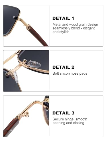 Image of Classic Mens Sunglasses Fashion Gold Frame Shades for Men UV 400 Protection Sunnies(7563)