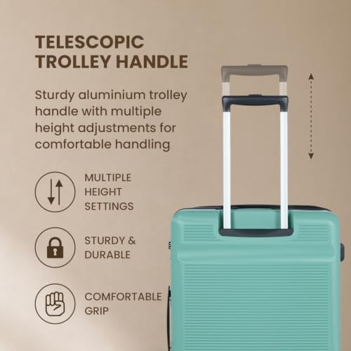 Image of SWISS MILITARY Pascal Hard 68cm Lightweight PC Medium Check in Travel Luggage Trolley Bag with Anti-Theft Zippers & 3-Dial Lock, 360 Wheels, Wet Pocket & Aluminium Handle Suitcase Capacity 93L-Green