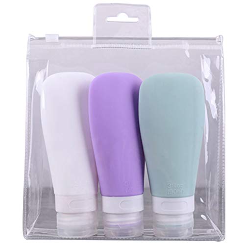 Ammzzoo111 3Pcs Silicone Travel Bottles, 60/90ml Portable Approved Travel Leak Proof Refillable Lotion Shampoo Press Bottle Empty Storage Container 2# 60ml