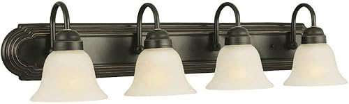 Allante - Lámpara de tocador de 4 luces, acabado de bronce aceitado, pantallas de vidrio esmerilado, regulable, accesorio de pared de baño - Design