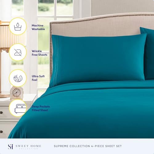 Twin Sheets - Breathable Luxury Sheets with Full Elastic & Secure Corner Straps Built In - 1800 Supreme Collection Extra Soft Deep Pocket Bedding Set, Sheet Set, EXTRA DEEP pocket - Twin, Teal