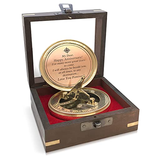 Oakiway Bundle - Brass Sundial Compass With Special Engraved Greeting + Infinity Love Candle Holder Statue W/Flickering Led Candle, Ideas #TOP3