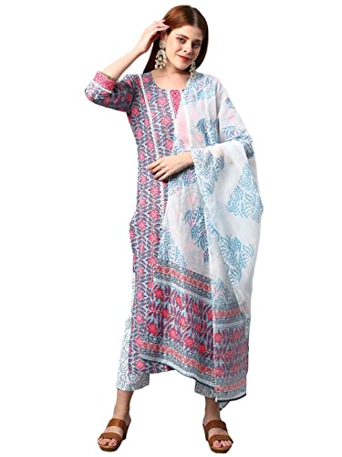 Kurta pantalon bleu en coton femme pour vos sorties d'été et cérémonies
