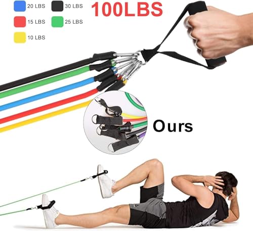 Resistance Bands Set 5pcs with Handle Strength Exercise Resistance Band Training Fitness Tubes Tension Bands Workout Gym Equipment Men and Women - Image 4