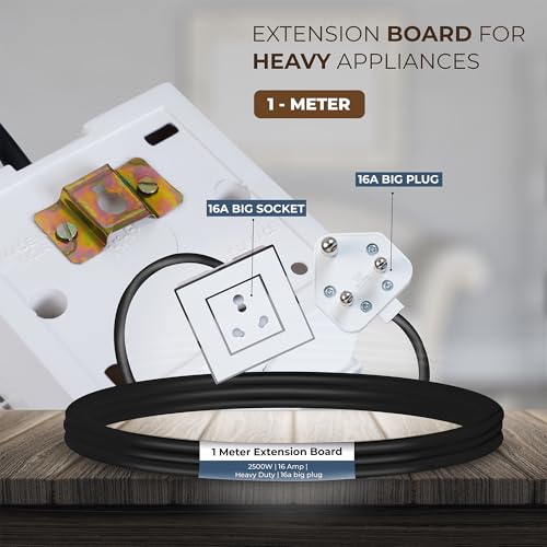 Image of Extension Board Heavy Duty Multi Socket 15A /16A /20A 240Volts (2500 Watts 16A Big Plug, 1 Meter)