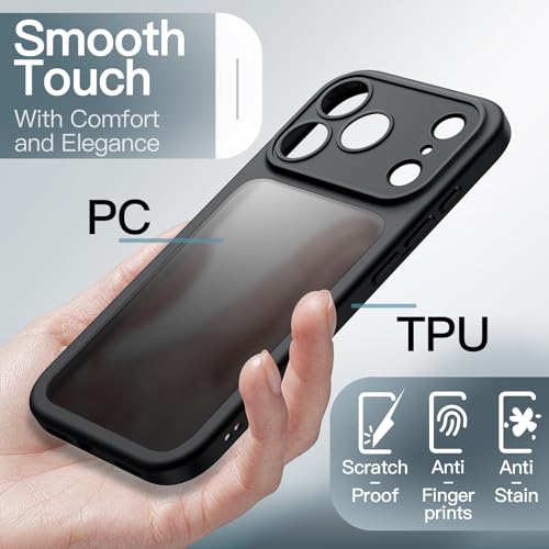 Image of JETech Matte Case for iPhone 17 Pro 6.3-Inch, Shockproof Military Grade Drop Protection, Full Camera Lens Protection, Frosted Translucent Back Minimalist Phone Cover (Black)