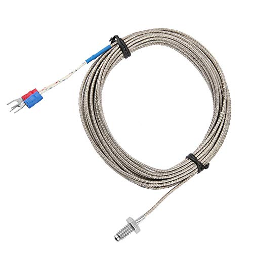 K Type Thermocouple Probe Temperature Sensor Cable M6 BSW Screw Thread Temperature Measuring Probe with 5 Meter Cable(5M)